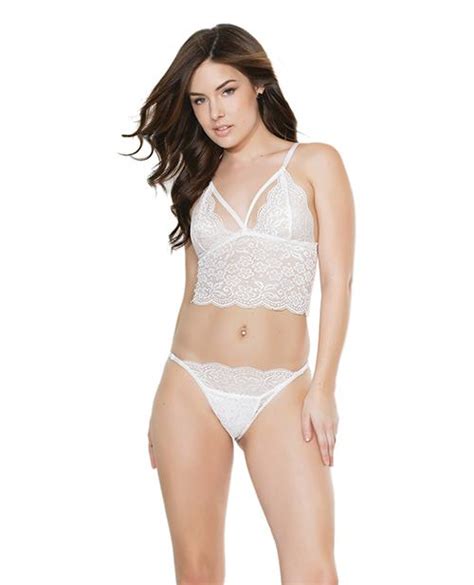Classic Scallop Stretch Lace Bralette And Crotchless Panty White Joyslover Buy Sex Dolls At