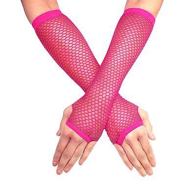 Bright Elbow Length Fingerless Fishnet Rave Party Clubbing Gloves