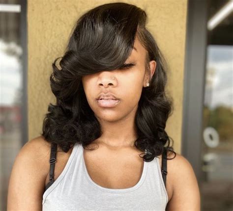 Curls With Side Bang Quick Weave Black Hair Tribe