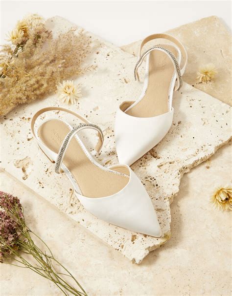 Diamante Trim Flat Bridal Shoes Ivory Womens Shoes Monsoon Global