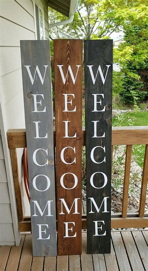 5ft Tall Vertical Painted Welcome Sign On Stained Board Oversized