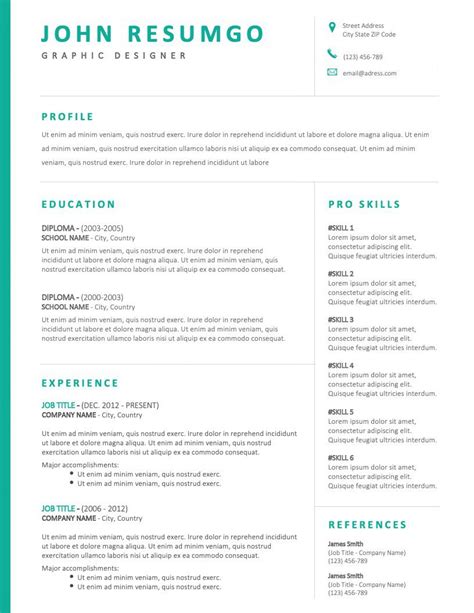 Two Column Resume Template Word Addictionary