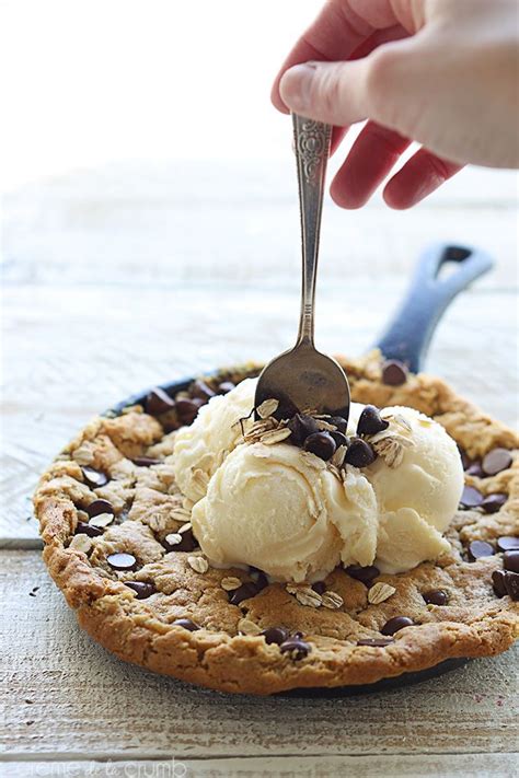 Peanut Butter Oatmeal Chocolate Chip Skillet Cookie Creme De La Cru