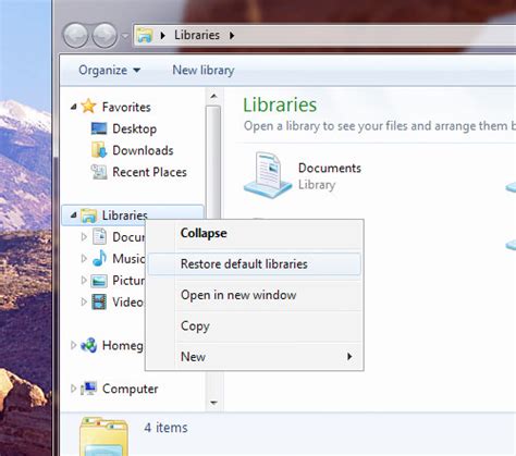How To Restore Deleted Default Libraries Shortcuts In Windows 7 And 8
