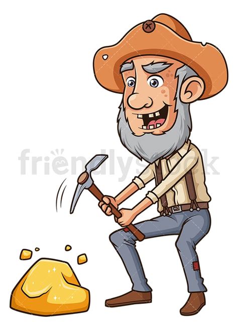 Old Man Mining Gold Cartoon Clipart Vector Friendlystock