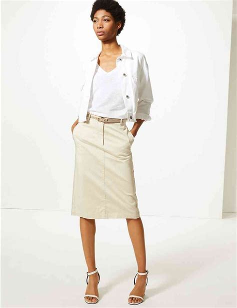Cotton Rich Chino A Line Skirt Mands Collection Mands Skirts Womens