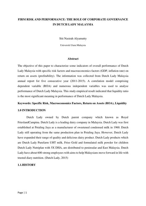 The principles underlying the report focus on four areas including board of directors, directors remuneration, shareholders and accountability and audit. (PDF) FIRM RISK AND PERFORMANCE: THE ROLE OF CORPORATE ...