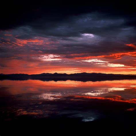 Sunset Clouds Over A Mirror Like Lake Utah Oc 3000x3000 Landscape