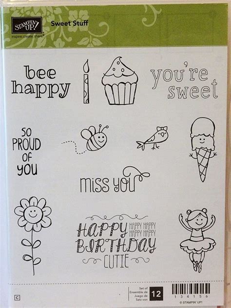Amazon Com Stampin Up Sweet Stuff Clear Mount Stamps Birthday Cupcake Bird Bee Flower Arts