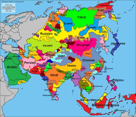 アジア各国で話されている言語を示した地図 海外の反応 東亜ニュース速報