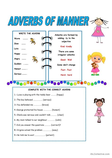 Adverbs Of Manner English Esl Worksheets Pdf Doc