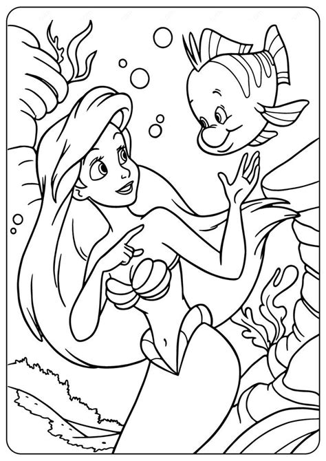 Printable Ariel And Flounder Pdf Coloring Pages Ariel Coloring Pages