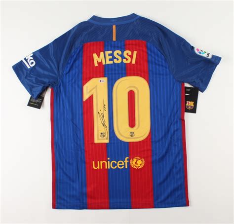 Lionel Messi Signed Fc Barcelona Jersey Inscribed Leo Beckett Coa See Description