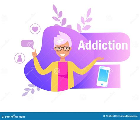 Smartphone Addiction Vector Cartoon Isolated Art On White Background Flat Vector Stock