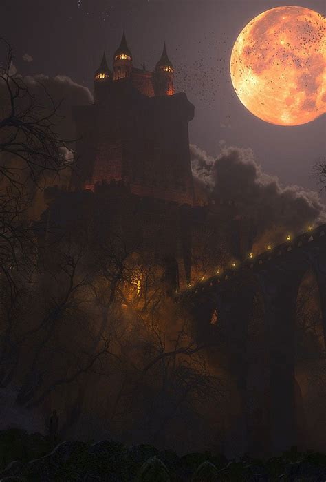 Pin By Lorenzo On Visioni Dark Castle Fantasy Landscape Beautiful Moon