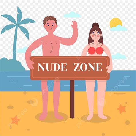 Ilustração Do Conceito De Nudez De Um Casal Nu Na Praia PNG Figura
