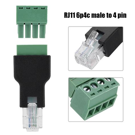 Kritne Ethernet Connector Rj11 6p4c Male To 4 Pin Screw Terminal