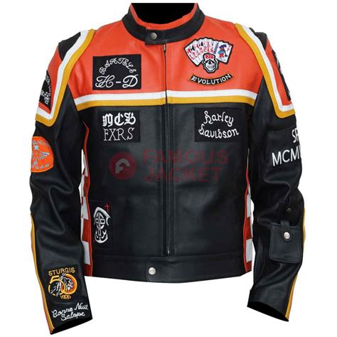Marlboro Man Leather Jacket Harley Davidson Orange Motorcycle Jacket