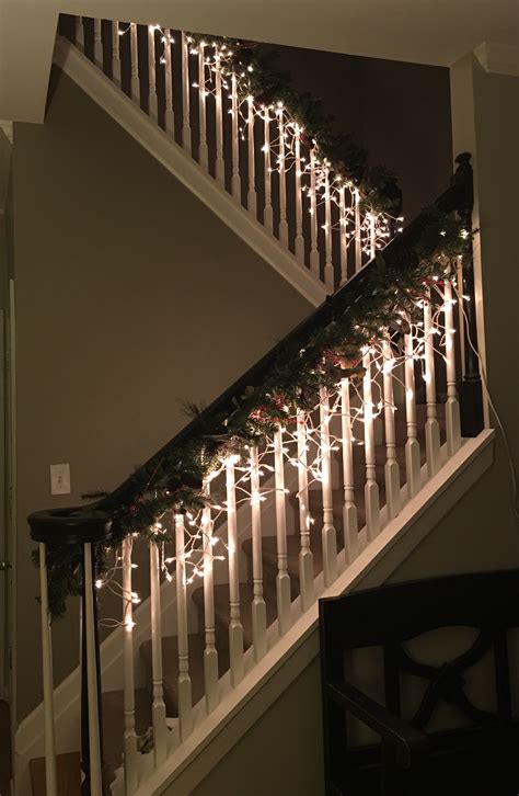 Icicle Lights Are Perfect For Stair Railings Christmas Staircase