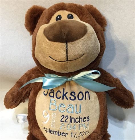 Birth Teddy Bear Personalized Stuffed Bear Birth Etsy