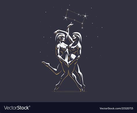 Gemini Two Girls Are Twins Royalty Free Vector Image