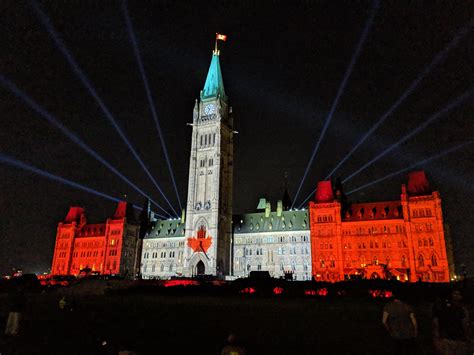 Ottawa Canada Parliament Buildings During The Nightly Light Show Rpics