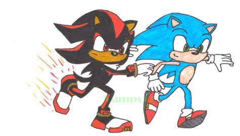 Sonic And Shadow Running By Vamps17 On Deviantart