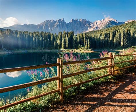 Karersee Lake In The Dolomites In South Tyrol Italy Stock Photo