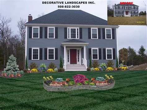 Colonial Style House Front Landscaping