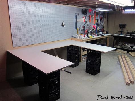 Love the l shaped desk. Homemade Craft Table and Workbench