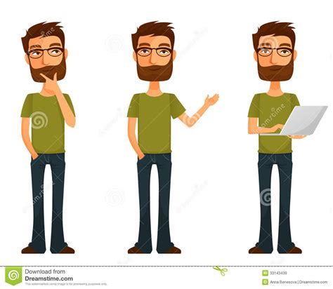 Collection by illinois college of optometry. Cartoon young man with beard and glasses | Cartoon man ...
