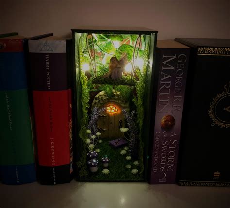 Book Nook Diorama Of A Fairy Garden Book Nook Shelf Insert Etsy