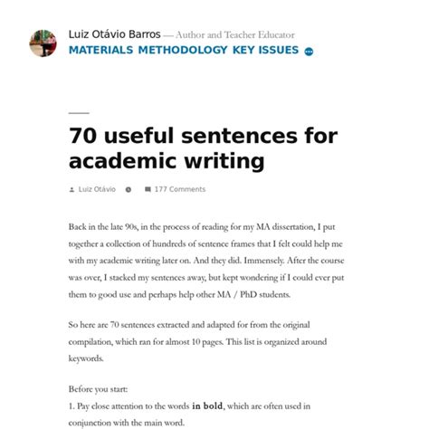 70 Useful Sentences For Academic Writing Pearltrees