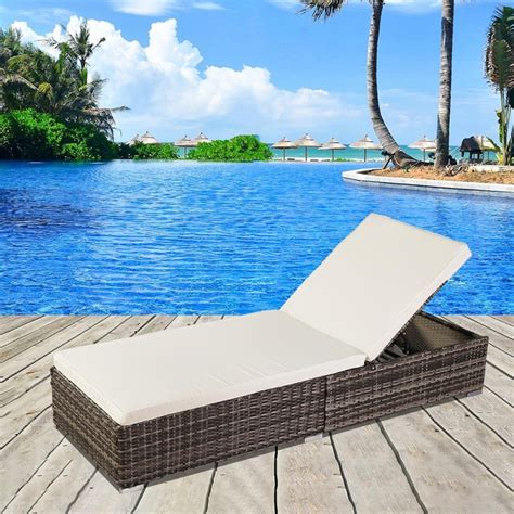 Zimtown Adjustable Pool Chaise Lounge Chair Outdoor Patio Furniture Pe