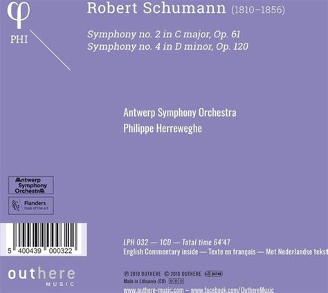 schumann symphonies nos 2 and 4 philippe herreweghe cd album muziek