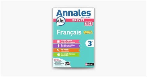 ‎annales Abc Du Brevet 2023 Français 3e Sujets Et Corrigés Fiches