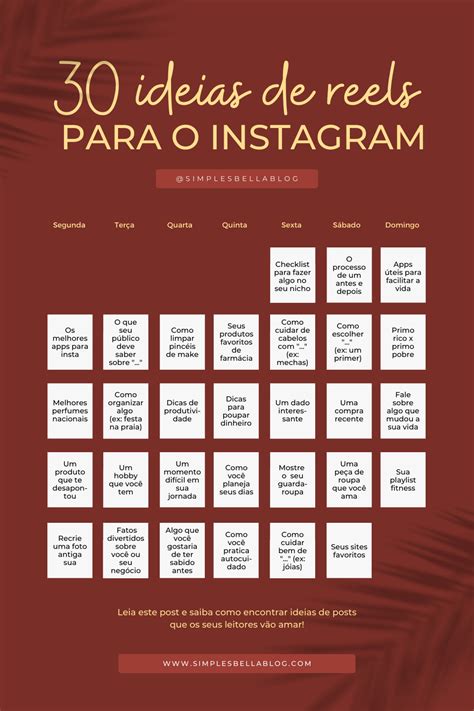 como criar 1 mês de conteúdo para o instagram instagram idéias de marketing dicas de blog
