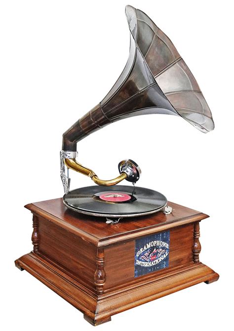 Antique style gramophone complete with horn decorative wooden base R03 ...
