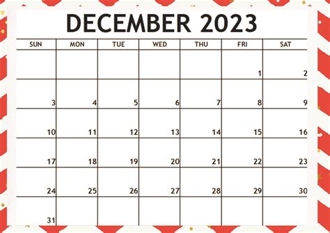 December Month 2023 Calendar Calender Christmas End Of Year