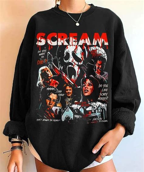 Scream Movie Characters Sweatshirt Horror Movie Fan Shirt Ghostface