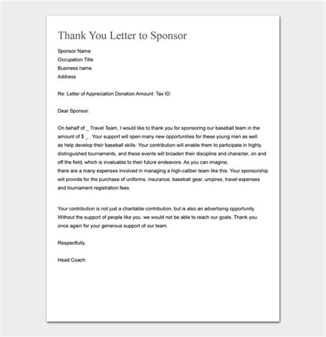 17 Free Sponsor Thank You Letter Templates With Examples Word Pdf