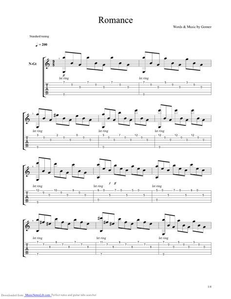Romance Guitar Pro Tab By Gomez Guitar Tabs Songs