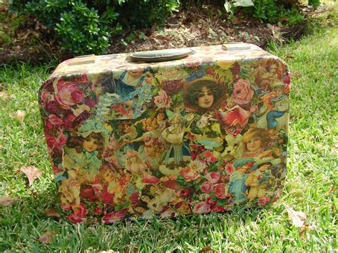 Victorian Decoupage Vintage Suitcase Etsy Decoupage Vintage