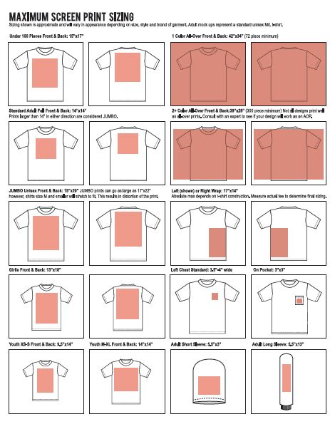 T Shirt Doc Dimensions Every Sizescalefrontbackside Screen