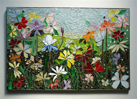 Mosaic Wall Art Stained Glass Wall Decor Floral Garden Indoor