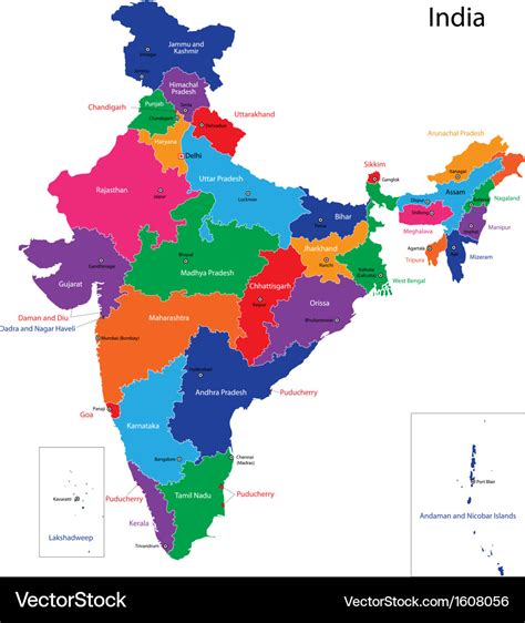 Coloured Map Of India