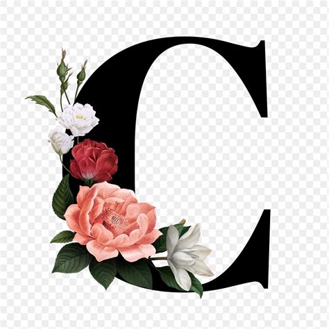 Floral Letter C Font Free Stock Illustration High Resolution Graphic
