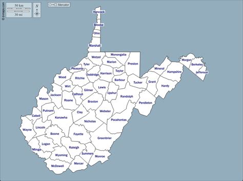 Maybe you would like to learn more about one of these? West Virginia free map, free blank map, free outline map ...