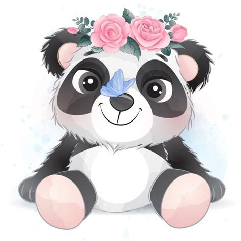 Premium Vector Cute Little Panda With Watercolor Effect Cute
