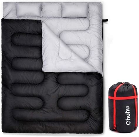 Double Sleeping Bag With 2 Pillows Ohuhu 4 Seasons Sleeping Bags For Adults 2 Person Winter